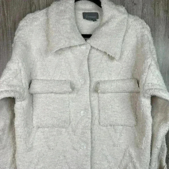 Anthropologie Shirt Jacket Medium Shacket Zig Zag Button Down Oatmeal Color - Picture 6 of 10